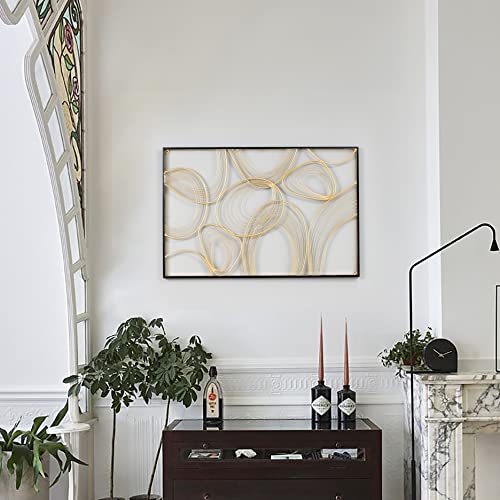 LuxenHome Metal Wall Art, 36" Gold Wall Decor, Luxury Living Room Wall Decor with Black Frame, Mordern Hanging Abstract Metal Wall Decoration, Large Wall Art Decor, Wall Sculptures Home Decor