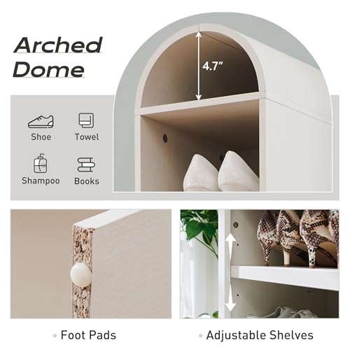 Arched Bookshelf, 7-Tier Bookcase with Adjustable Shelves A456