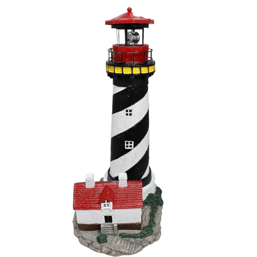Solar Lighthouse with Rotating Beacon for Outdoor Garden Decor A48617