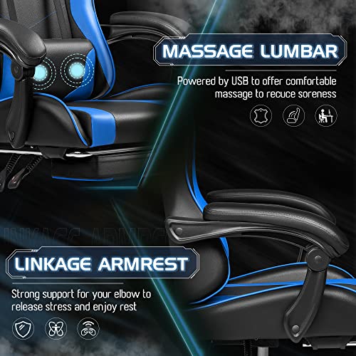 Gaming Chair with Footrest and Massage Lumbar Support J131131