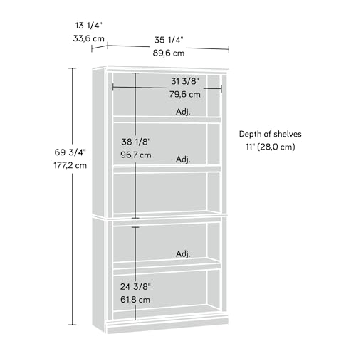 5 Tier Book Shelf Wooden Bookcase for Home Office Living Room C105