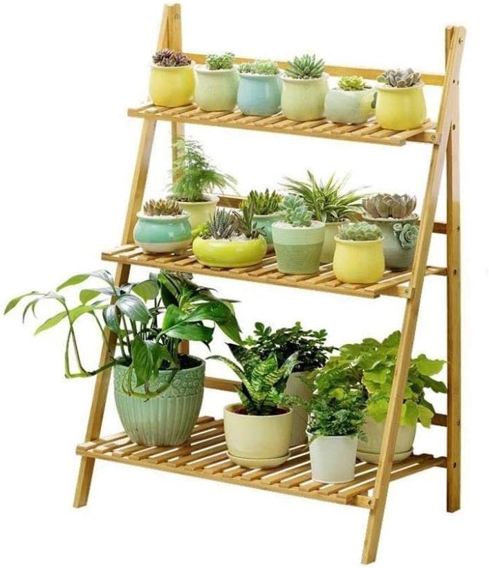 Plant Stands,Flower Pot Frame Folding Flower Stand,Wooden 3 Layer Bamboo Stand,Ladder Framenishings/100Cm