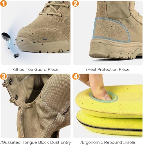 Men's Tactical Hiking Boots Lightweight Comfortable 6 Inches W3780
