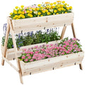Yaheetech 44 x 36.5 x 35.5 Wooden Raised Garden Bed with Legs 3 Tiers Elevated Garden Bed Raised Planter Box Outdoor for Flowers Planter Gardening Bunk Bed for Vegetables, Herbs, 2pcs