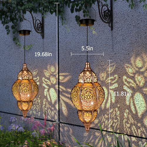 Hanging Solar Lantern Outdoor Decor, Waterproof LED for Garden Patio T6566