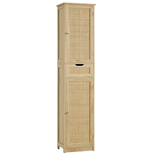 67" Tall Bathroom Cabinet with 2 Doors and 1 Drawer, Adjustable Shelves T930834
