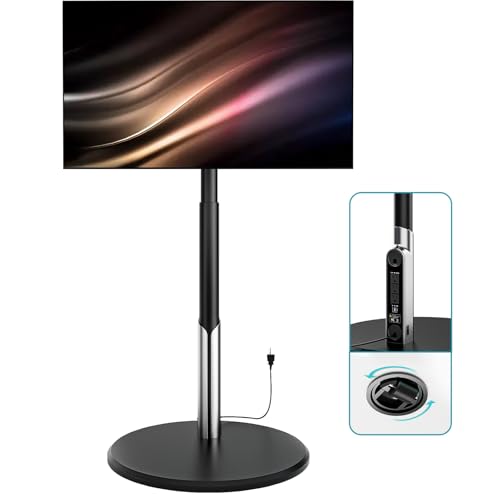 Mobile TV Stand with Power Outlet, Rolling Cart for 27-65 Inch Monitors, Height Adjustable H3227