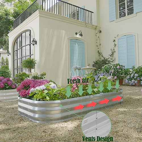 Galvanized Raised Garden Bed Kit, Large Metal Planter Box for Vegetables C7844