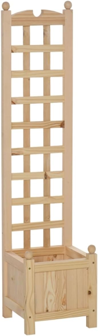 Raised Garden Bed Wood Planter with Trellis Garden Planter for Flowers Herbs Climbing Vines Raised Garden Bed with Trellis Outdoor Planter Box for Yard Garden Balcony