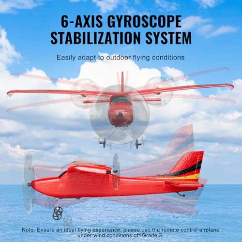 RC Airplane, 2.4GHz 2 Channel Remote Control Aircraft with 6-Axis Gyro, Red J366