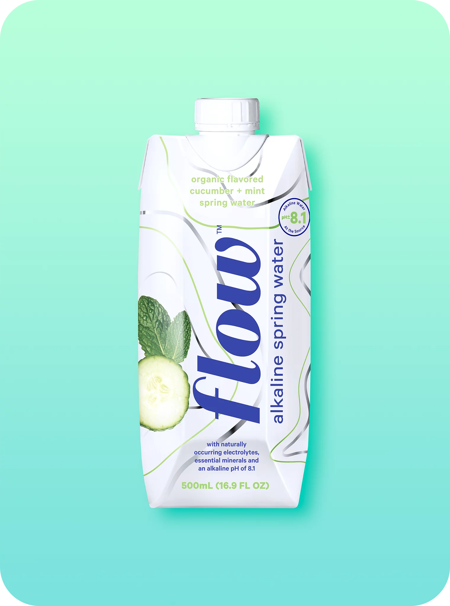 Alkaline Spring Water, Cucumber Mint Flavored, 16.9 fl oz, 12 Pack W696167