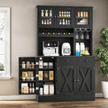 YITAHOME Kitchen Pantry Cabinet with Wine Rack & Power Outlet, 71" H Tall Storage Cabinet with Doors, Shelves, Drawer, Goblet Holder for Kitchen & Living Room (Grey)