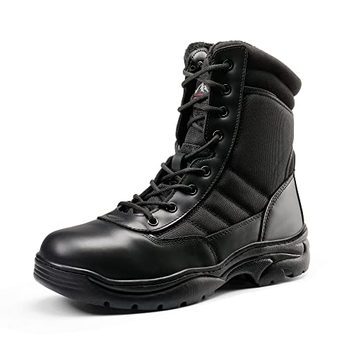 Men's Military Tactical Work Boots Side Zipper Leather Motorcycle Combat Boots N655026