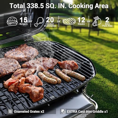 6-Burner Propane Gas Grill and Griddle Combo with Stainless Steel Lids F7495