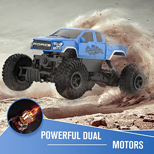 RC Truck 4WD Off Road Crawler Toy for Boys Girls 6-12, Blue C250000