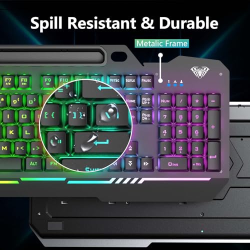 Gaming Keyboard and Mouse Combo, RGB Backlit, USB Wired A5894