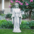 Virgin Mary Statue 29.9” Tall Religious Large Garden Statue Art Décor Blessed Mother Outdoor Statues for Garden in Magnesium Oxide Stone for Garden, Yard, Patio, Lawn, Hallway,Gray