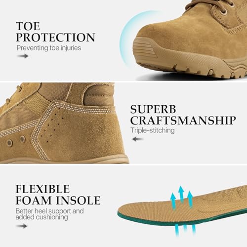 Men's Tactical Boots 8 Inches Lightweight Suede Leather Military Work Boot J951812