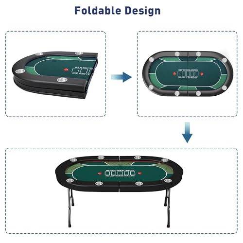 Foldable Blackjack Poker Table with Cup Holders G3690