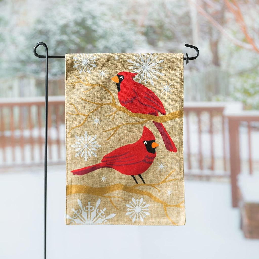 Burlap Feathers and Snow Garden Flag, 12.5 x 18 inches B6034