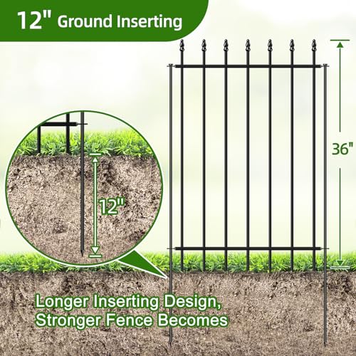 Metal Garden Fence 24in H x 10ft L, No Dig Border Panels for Dogs, Outdoor Yard Patio L70784