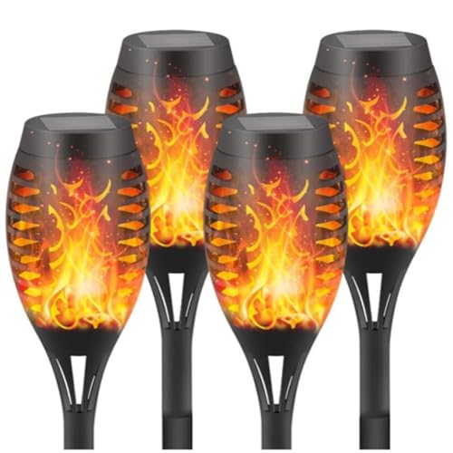 Solar Lights Outdoor - 4Pack Solar Torch Light with Flickering Flame,Waterproof Solar Garden Lights,Outdoor Solar Lights for Yard,Flame Torches for Outside Decor Decorations Patio Pathway (Warm light)