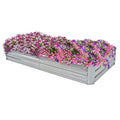 Sunnydaze 3 x 6 ft Galvanized Steel Rectangular Raised Garden Bed - for Flowers, Plants, and Vegetables - Silver
