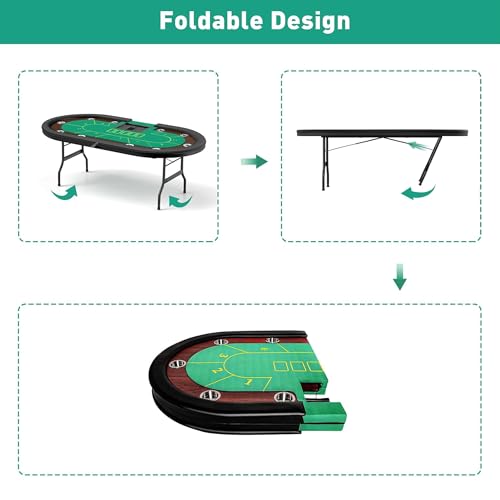 Foldable Blackjack Poker Table with Cup Holders G3690