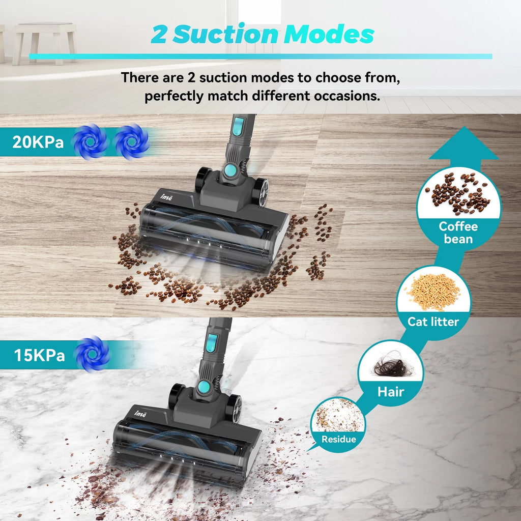 Cordless Stick Vacuum Cleaner, 20kPa Lightweight for Hard Floor Carpet Pet Hair V995084