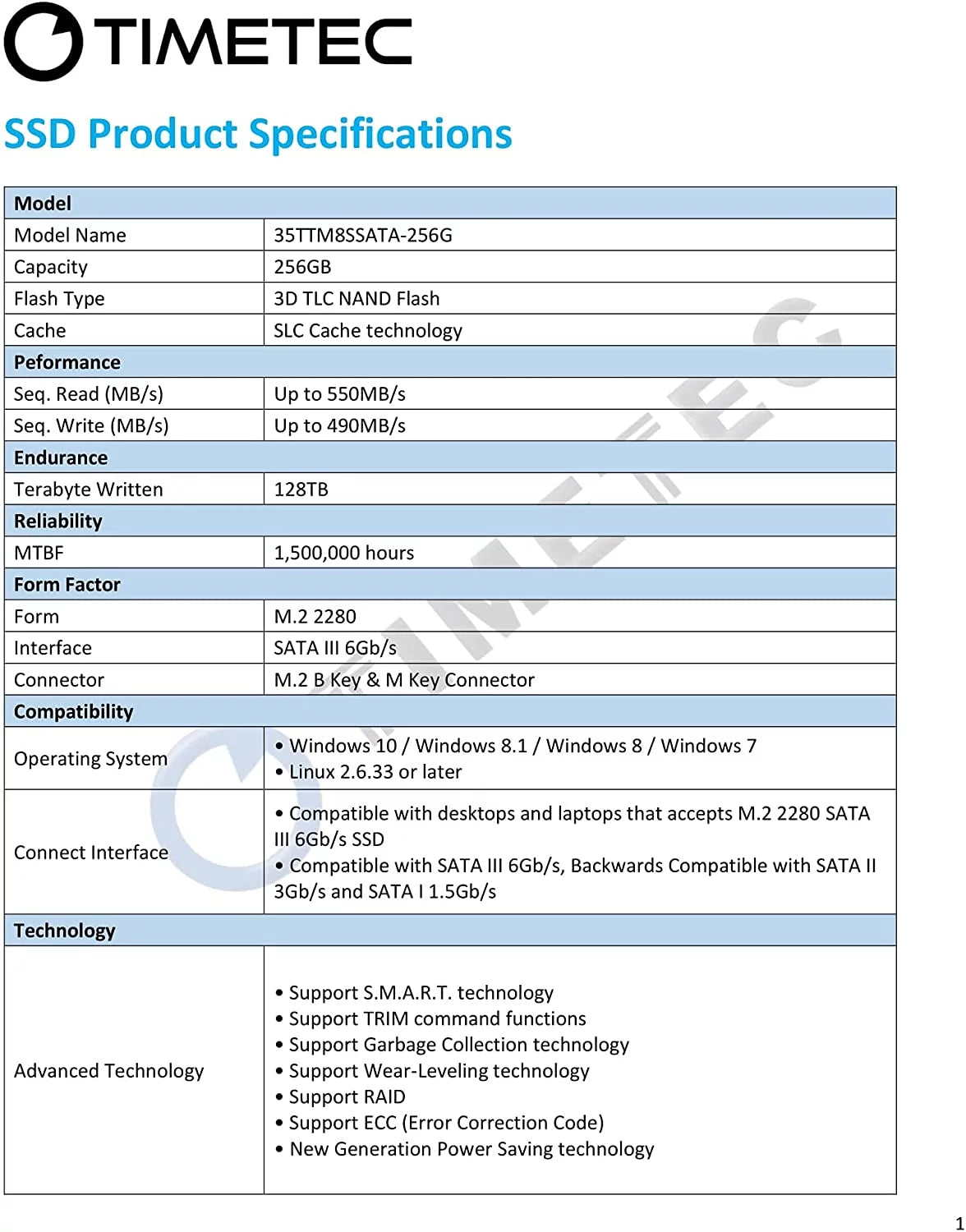 256GB SSD SATA III M.2 2280 Internal Solid State Drive P91389
