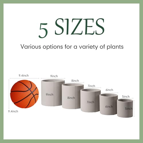 5 Inch Cement Planters for Indoor Plants with Drainage Hole, Gray P73637