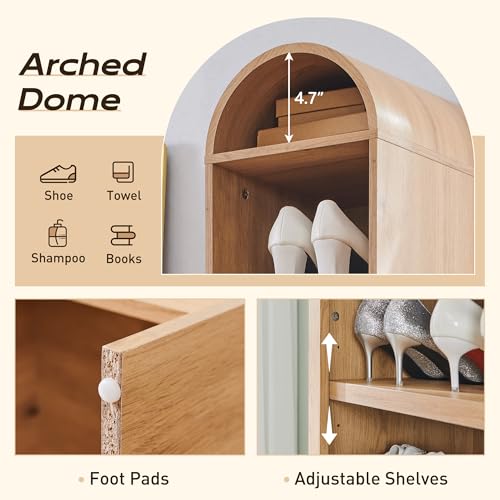 Arched Bookshelf, 7-Tier Bookcase with Adjustable Shelves A456