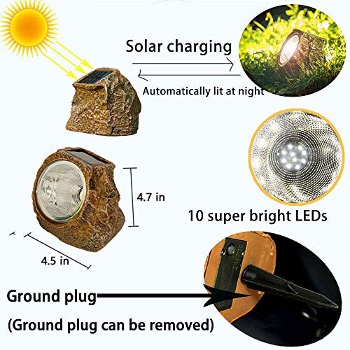 Solar Garden Rock Lights Outdoor, 2 Pack, 10 LED Waterproof T232