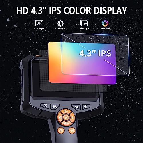 1080P HD Borescope with 8 Adjustable Lights, 16.4ft Semi-Rigid Snake Camera, IP67 Waterproof J638712