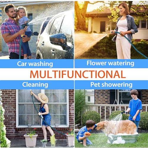 Expandable Garden Hose with Brass Fittings and Spray Nozzle Q192