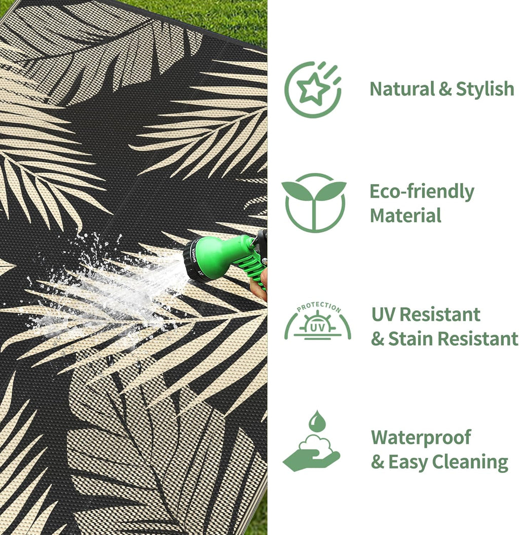 Outdoor Rug 9 x 18 Waterproof Reversible Patio Camping Carpet A433197