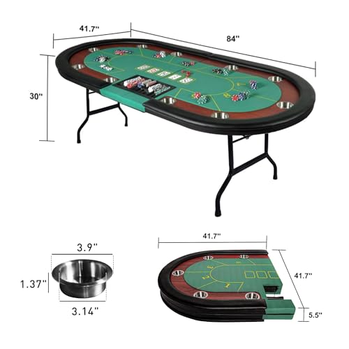 Foldable Blackjack Poker Table with Cup Holders G3690