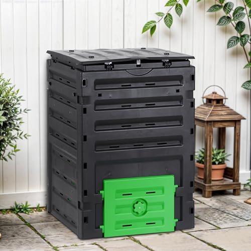 Garden Compost Bin 120 Gallon, Aerating Outdoor Compost Box, Easy Assembling, Black Y71505