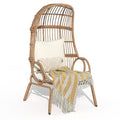 Outdoor Egg Chair with Stand and Cushion, Patio Rattan Basket Chair, Beige F352720
