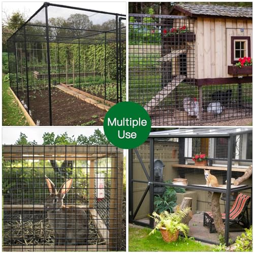 Black PVC Coated Welded Wire Fence 24in x 25ft Garden Border Fencing Roll T156