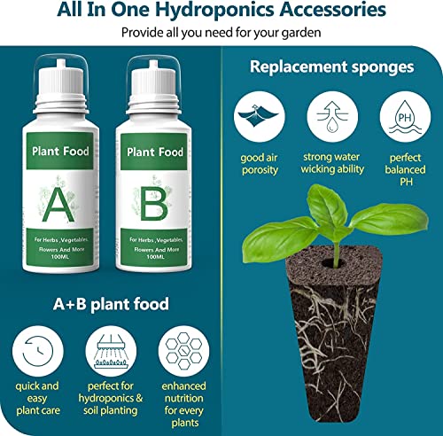 Seed Pods Kit for Hydroponics Growing System, 24pcs Grow Sponges with Nutrient Plant Foods F3417