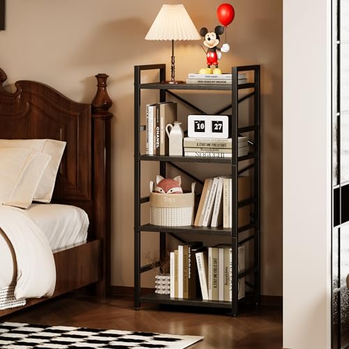 3 Tier Industrial Bookcase, Rustic Etagere Bookshelf for Living Room U5786