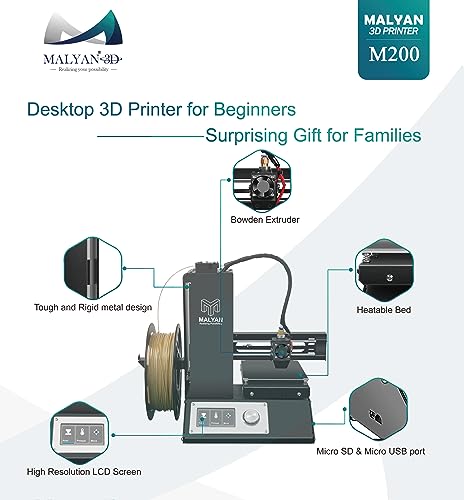 Mini 3D Printer for Kids and Beginners, Fully Assembled with PLA Filament and MicroSD Card C535669
