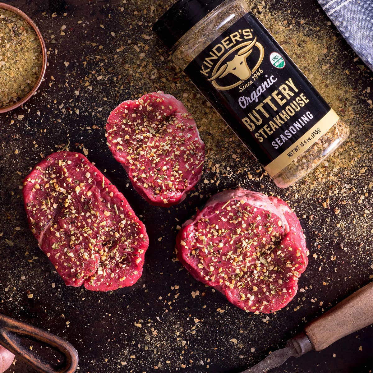 Organic Buttery Steakhouse Seasoning Rub, 10.4 oz (3 Packs) D58808