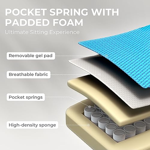 Gaming Chair with Breathable Fabric, Pocket Spring Cushion and Footrest H620
