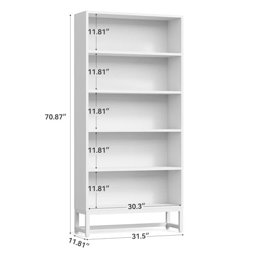 70.8 Inch Tall 5-Tier Bookcase with Closed Back Shelf for Living Room, Bedroom S15331