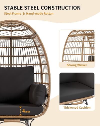 Wicker Egg Chair with Cushions and Ottoman L257
