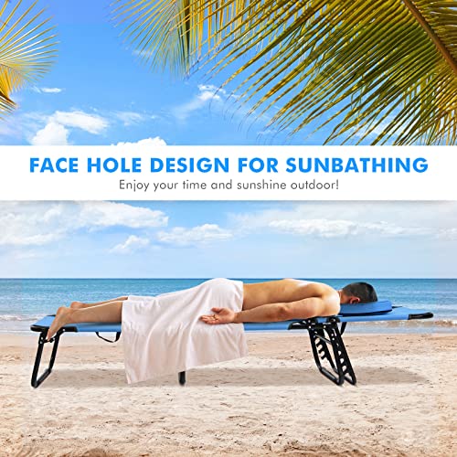 Folding Chaise Lounge Chair, Blue A749689