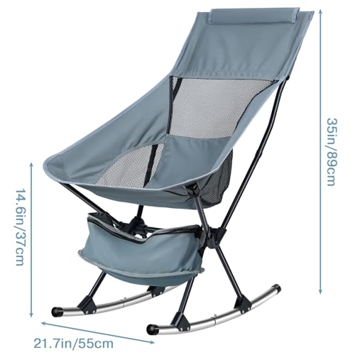Folding Rocking Camping Chair, Portable Heavy Duty Outdoor, Supports 253lbs C2202