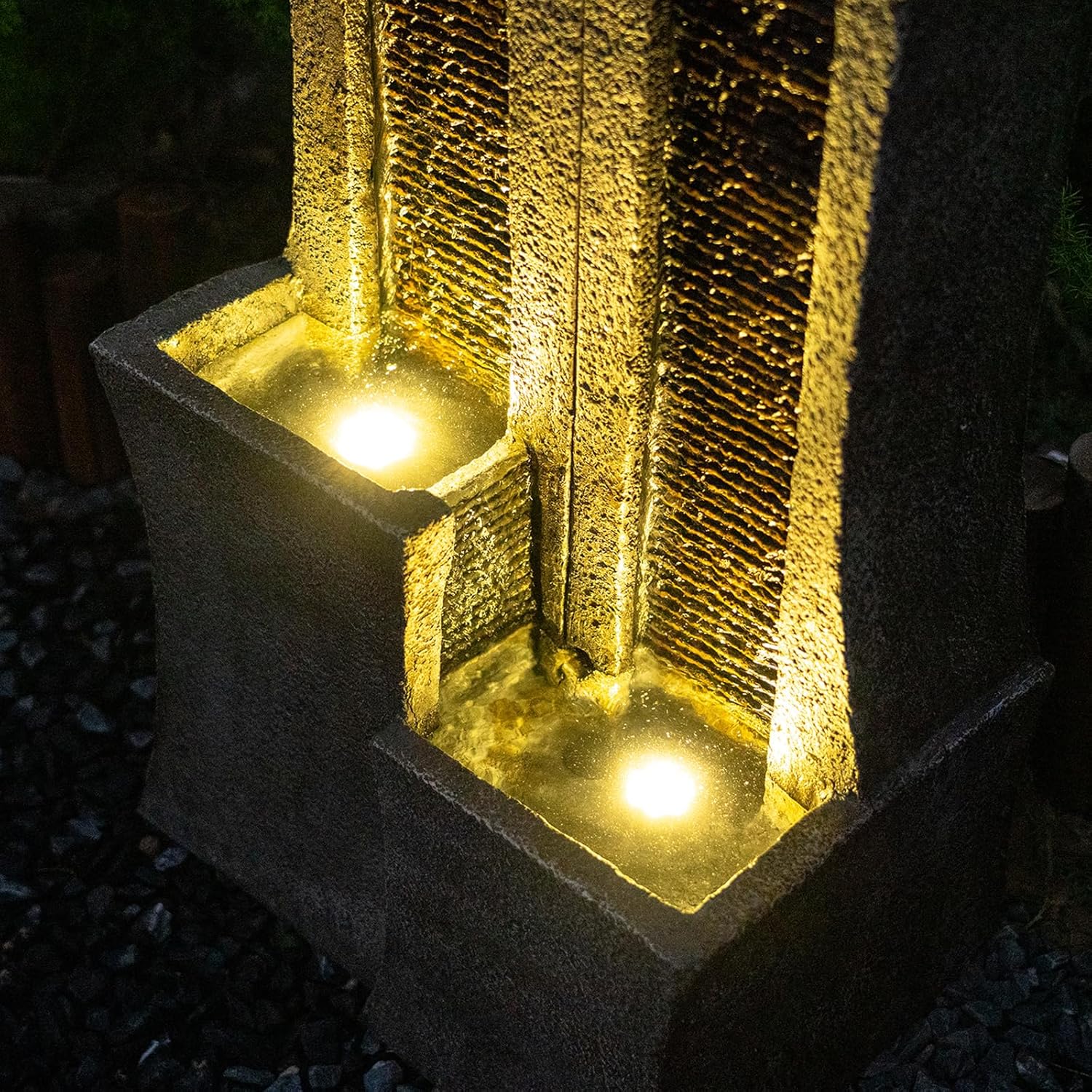 Indoor Outdoor Floor-Standing Water Fountain with LED Lights, 39.76" H O474815